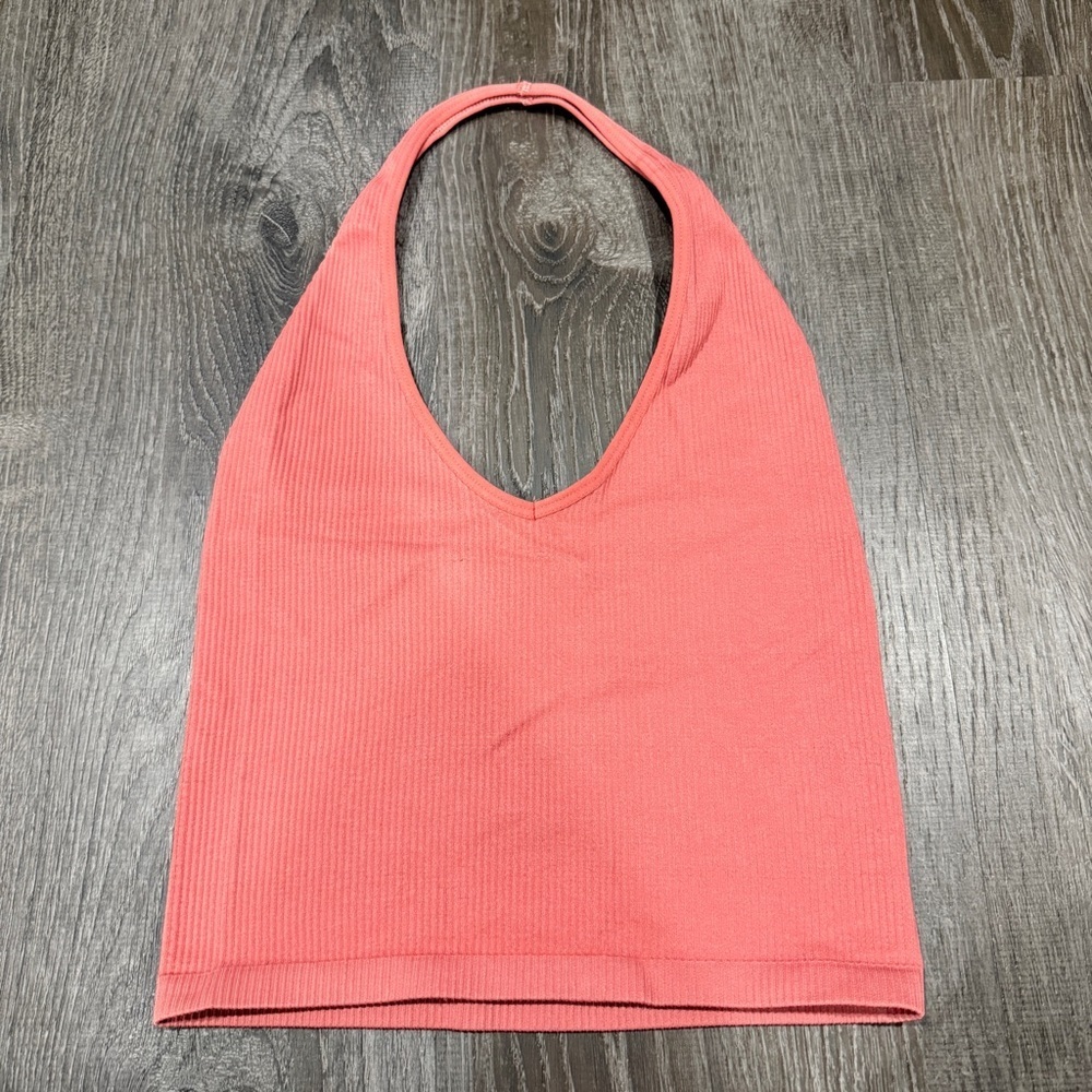 Out From Under by Urban Outfitters Coral Pink Halter Cropped Top